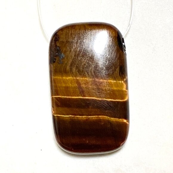 Natural Golden Brown Tiger's Eye Pendant, Large Rectangular Genuine Gemstone - Picture 5 of 11